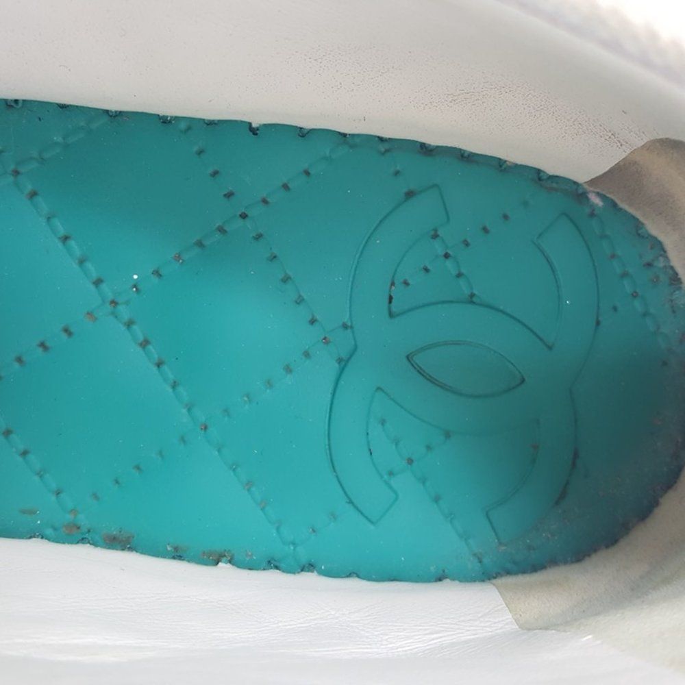Chanel Green Multi PVC Tweed CC Slip On Espadrilles Shoes Size 39 - Picture 7 of 7